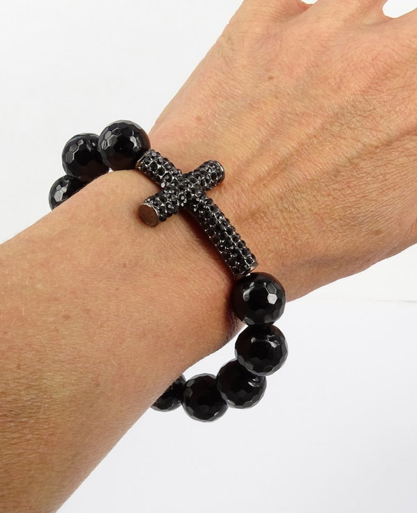 Nici Van Galen Armband/Perlenarmband Beautyful Black Cross