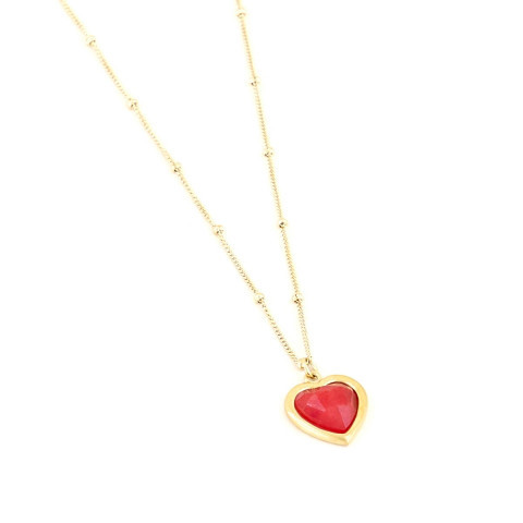My Jewellery Halskette Powerstones Heart Jade red gold