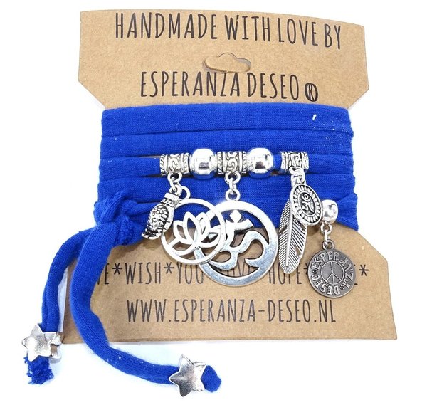 Esperanza-Deseo Armband Royal Blue Lotus/Oem silber