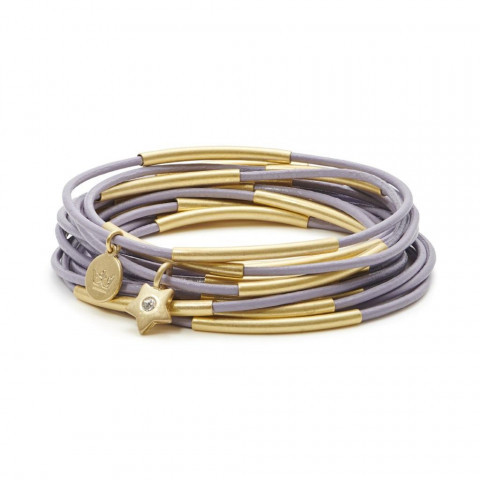 Sence Armband-Set Urban Gipsy Leder light purple matt gold