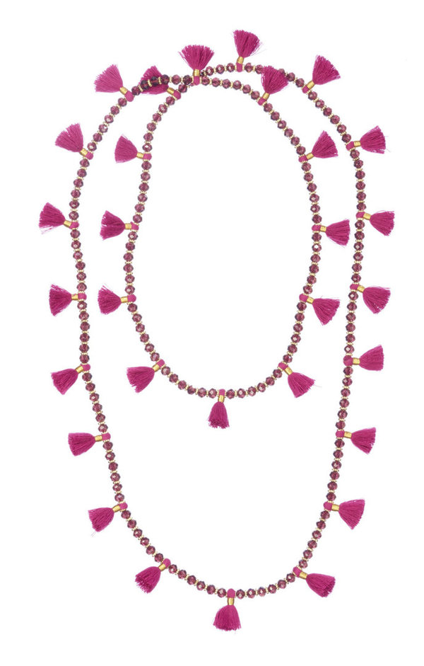 Soul Kathrine Halskette lang mit Perlen&PomPom`s gold violett