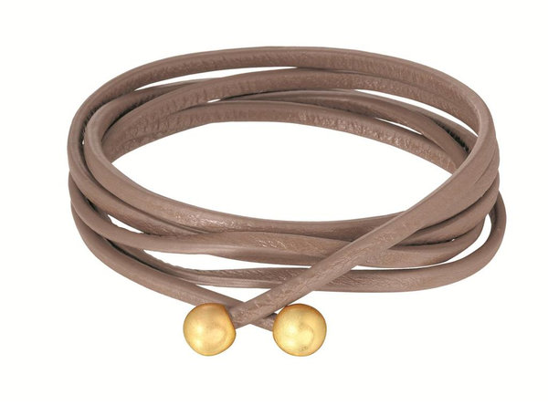 Sence Halskette Leather straps taupe worn gold