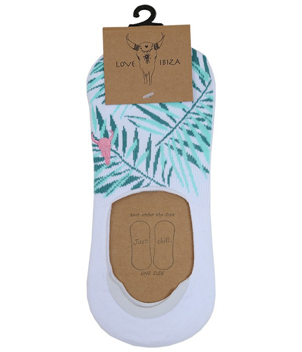 Love Ibiza Sneaker Socks Palm white green