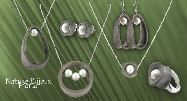Nature Bijoux Halskette Perle silber-grau-weiss