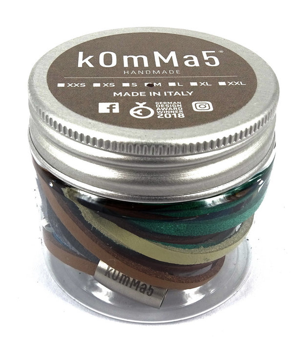 kOmMa5 Leder-Wickelarmband doppelt Evita mehrfarbig mit Magnetverschluß