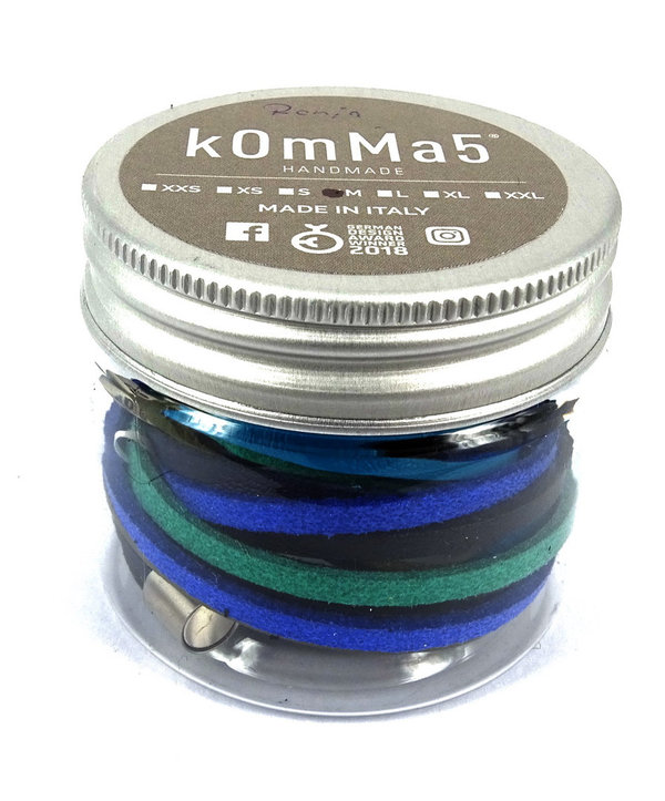 kOmMa5 Leder-Wickelarmband doppelt Ronja mehrfarbig mit Magnetverschluß