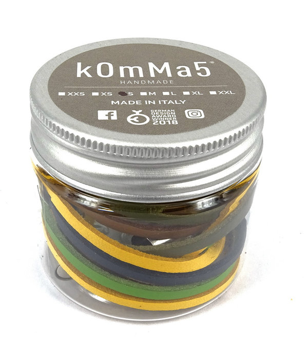 kOmMa5 Leder-Wickelarmband doppelt Mauri mehrfarbig mit Magnetverschluß