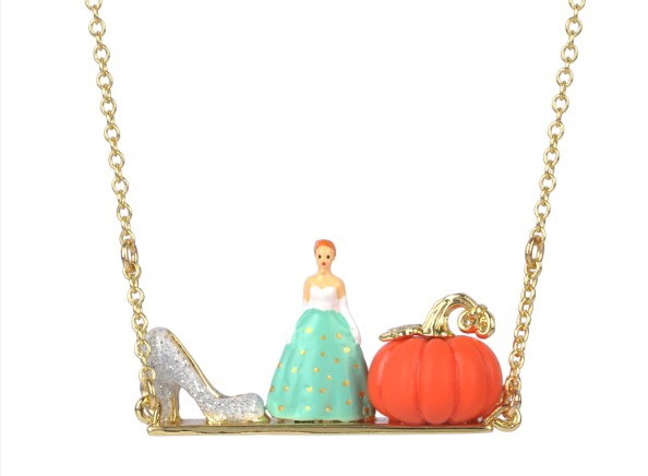 N2 Halskette Cinderella,Glass Slip and Pumpkin 50cm gold bunt