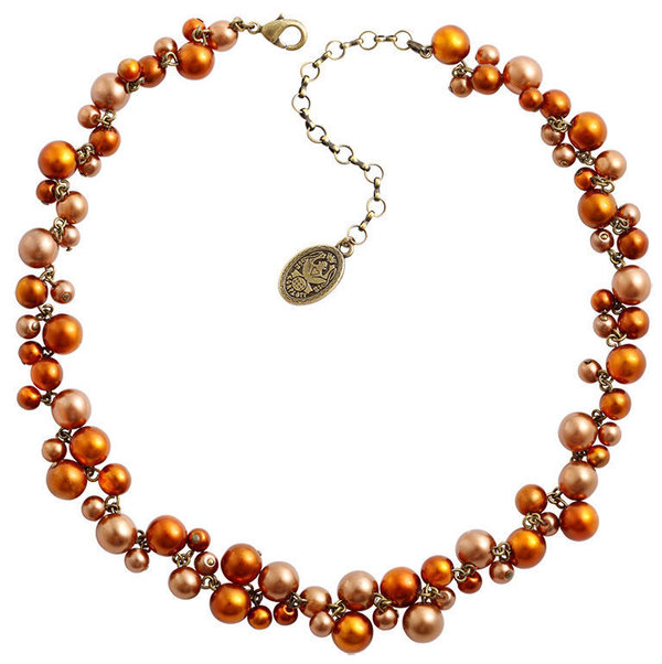 Konplott Halskette / Perlenkette Caviar de Luxe brass brown/orange