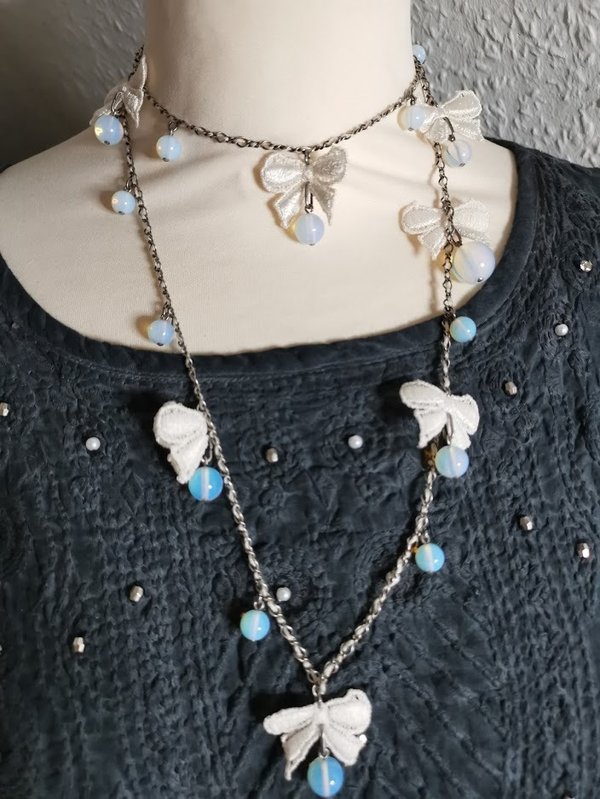 Konplott Halskette Lacy Juwels lang silver opal