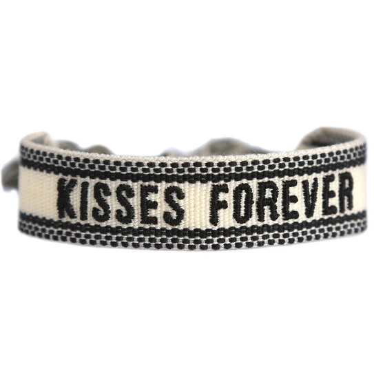 LOVE IBIZA Armband gewebt KISSES FOREVER creme schwarz