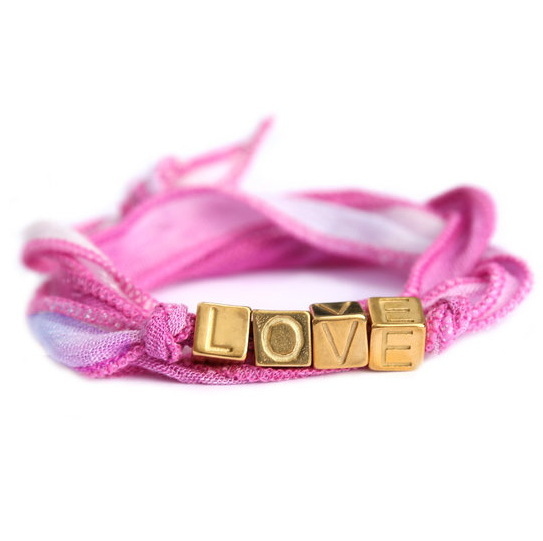 Love Ibiza Armband Love wrap salmon gold pink