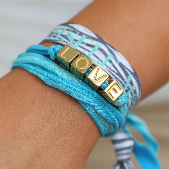 Love Ibiza Armband Love wrap salmon gold blue