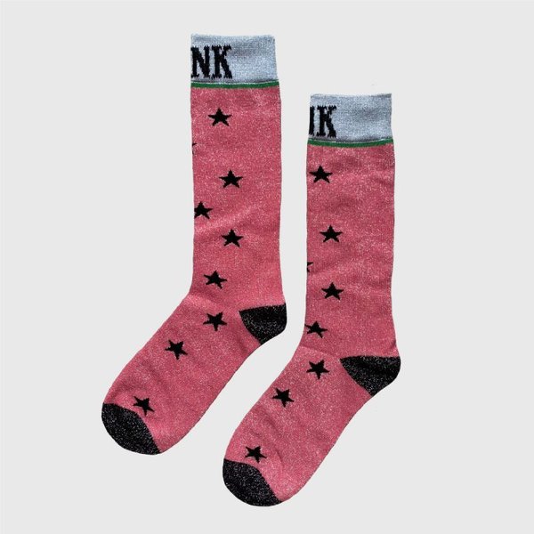 Socken Long Stars Pink Glitter Pinned by K
