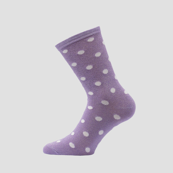 Glitter Socks Dot lilac / Glitzersocken lila mit weissen Punkten