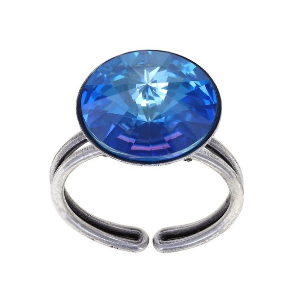 Konplott Fingerring Rivoli 14mm blue crystal royal blue delite silver