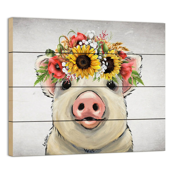 Paletten-Bild - Holzbild Schweinchen - Farmhouse Pig 40x30cm