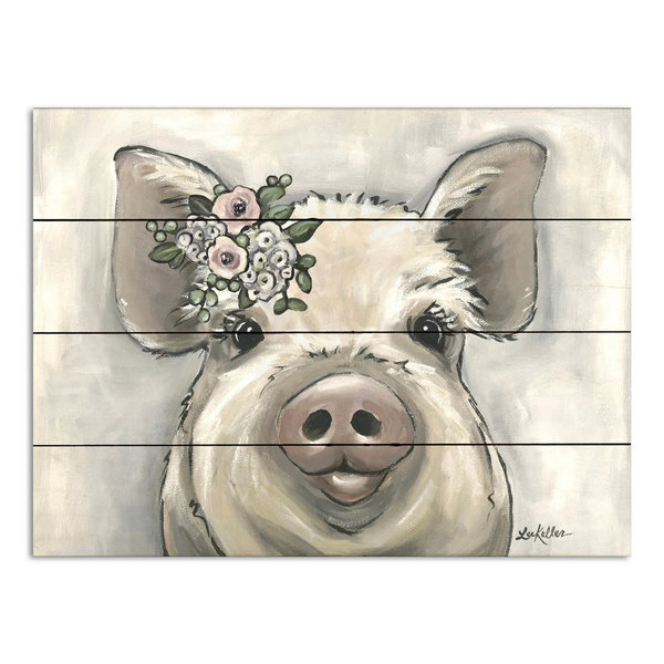 Paletten-Bild - Holzbild Schweinchen - Boho Pig 40x30cm