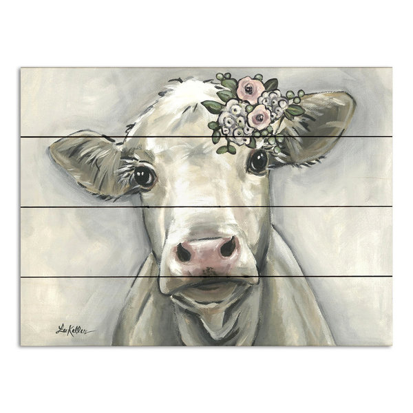 Paletten-Bild - Holzbild Kuh - Boho Cow 40x30cm