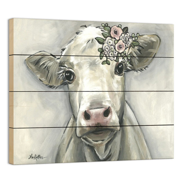 Paletten-Bild - Holzbild Kuh - Boho Cow 40x30cm