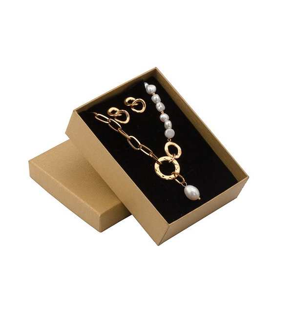 Schmuckset Pearls and Rings Kette und Ohrringe gold