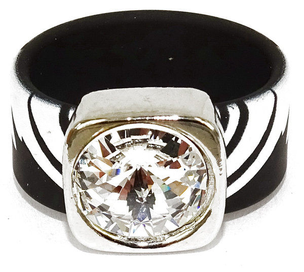 Pees Fingerring Belt Black&White crystal
