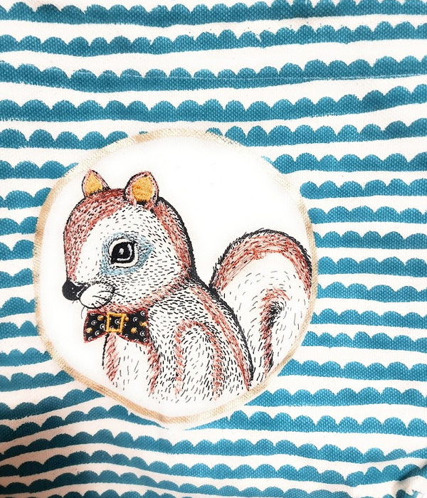 Kokon Shopper-Tasche mit Eichhörnchen aus Leinen