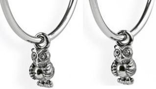 Heartbreaker Ohrring Einhänger für Creolen 925 Schwarz-Silber Owl
