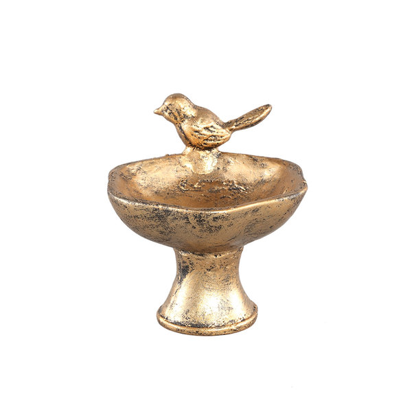 Deko MiniMetall-Schale mit Vogel gold