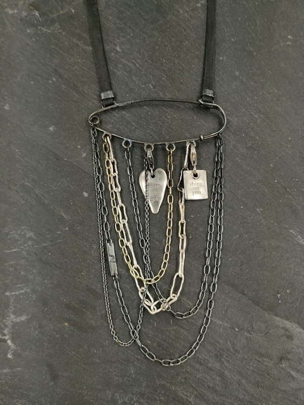 Bjoerg Halskette Chains 925er Sterlingsilber & Leder