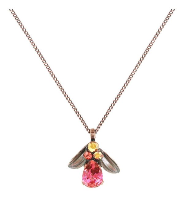 Konplott Halskette mit Anhänger Crystal Forest mit Kristallblüte copper pink